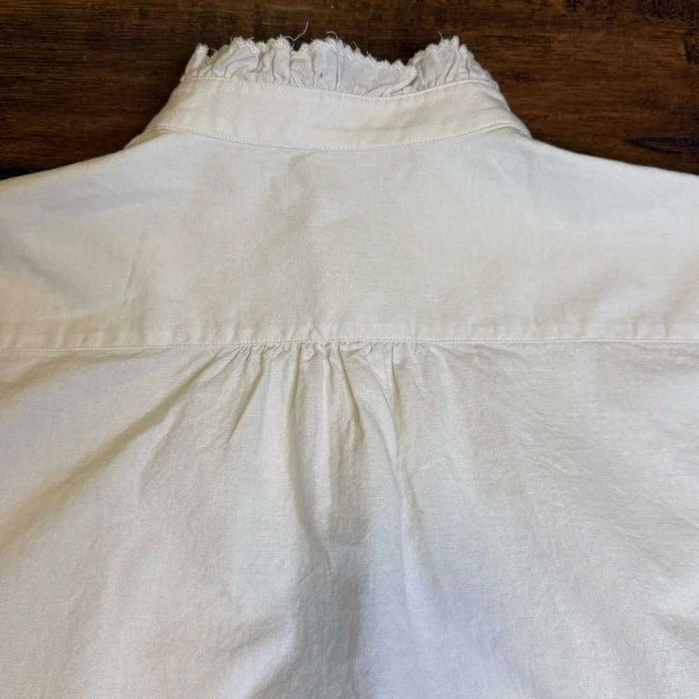 Ines de la Fressange x Uniqlo Ruffle Collar 100% Cotton Button-Up L French Chic - Picture 9 of 16